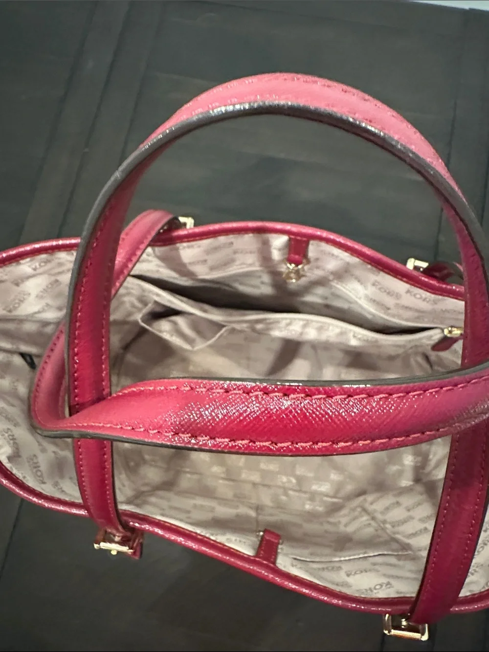 Michael Kors Burgundy Star-Print Tote with Gold Hardware
